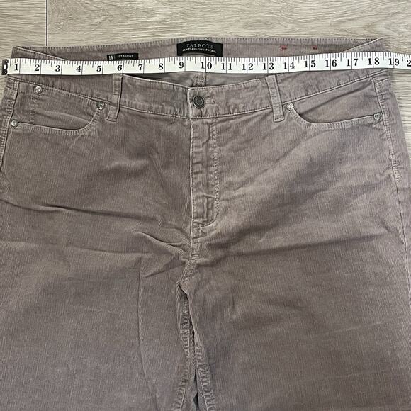 Talbots Corduroy Pants 14 Straight Leg Casual Fall Gray Neutral Office Casual - Picture 5 of 8